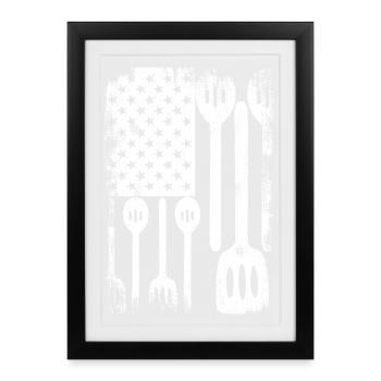 4 juillet USA Cooking - Affiche encadrée (27 × 37 cm) - noir - Devant