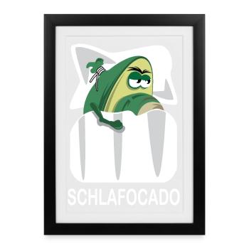 Schlafocado Avocado Schlafshirt offiziell lustig - Gerahmtes Poster (27 × 37 cm) - Schwarz - Vorne