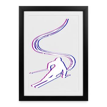 Fun on the slopes Ski jumping Skiing Winter sports - Framed poster (27 × 37 cm) - black - Front