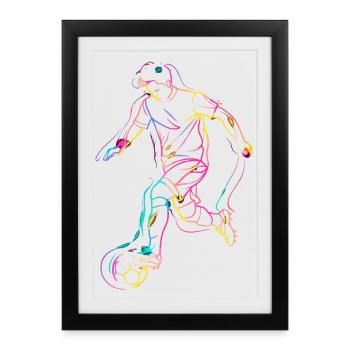 Dessin au trait de joueur de football - Affiche encadrée (27 × 37 cm) - noir - Devant