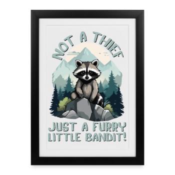 Pas un voleur, juste un petit bandit à fourrure, Raccoon - Affiche encadrée (27 × 37 cm) - noir - Devant