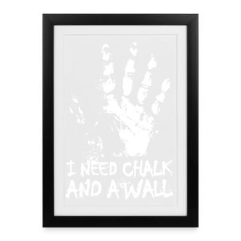 craie escalade rocher main mur dictons icône - Affiche encadrée (27 × 37 cm) - noir - Devant