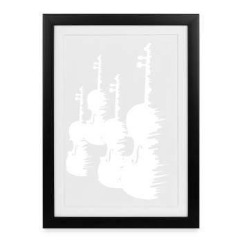 Violinen Zeichnung - Gerahmtes Poster (27 × 37 cm) - Schwarz - Vorne