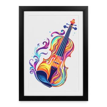 Violon Look BD - Affiche encadrée (27 × 37 cm) - noir - Devant