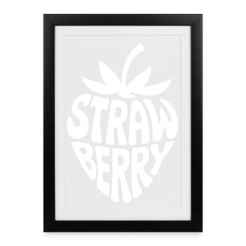 Strawberry Love Word Art - Framed poster (27 × 37 cm) - black - Front