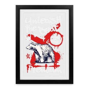 Graffiti Bär Shirt Urban Streetwear Bear - Gerahmtes Poster (27 × 37 cm) - Schwarz - Vorne