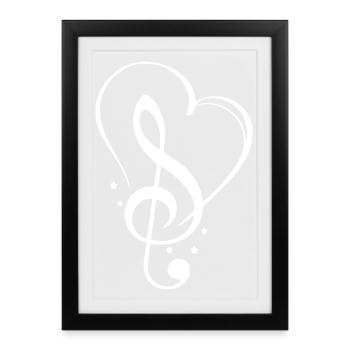 Musical Heart with Treble Clef Illustration - Framed poster (27 × 37 cm) - black - Front