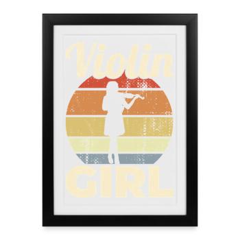 Violoniste Fille - Affiche encadrée (27 × 37 cm) - noir - Devant