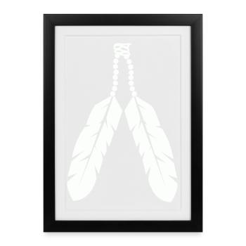 Indigenous feather pendant design - Framed poster (27 × 37 cm) - black - Front