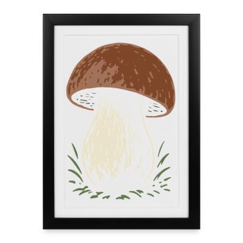 Cueilleur de cèpes - champignons - dicton - Affiche encadrée (27 × 37 cm) - noir - Devant