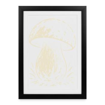 Cueilleur de cèpes - champignons - dicton - Affiche encadrée (27 × 37 cm) - noir - Devant