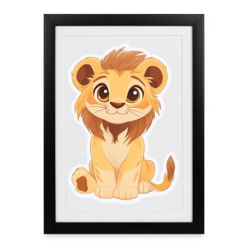 Lion - Affiche encadrée (27 × 37 cm) - noir - Devant