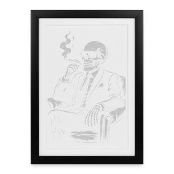 Noir Squelette en costume smoking - Affiche encadrée (27 × 37 cm) - noir - Devant