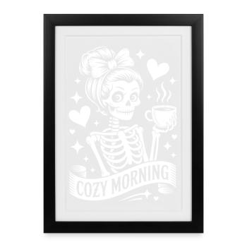Cuddly Morning Skeleton Motif - Framed poster (27 × 37 cm) - black - Front