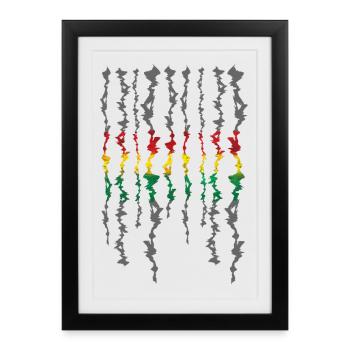 Ruban Rasta Rayures Niveaux de Gris - Affiche encadrée (27 × 37 cm) - noir - Devant