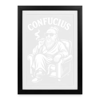 Confucius Lounge Cigare à barbe - Affiche encadrée (27 × 37 cm) - noir - Devant