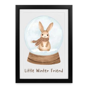 Snow Globe Bunny – Little Winter Friend - Framed poster (27 × 37 cm) - black - Front