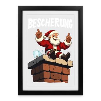Presents on the chimney Santa Claus - Framed poster (27 × 37 cm) - black - Front