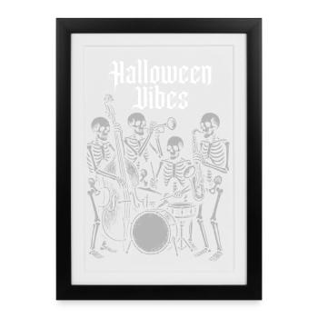 Halloween Vibes party  Skeleton Band - Framed poster (27 × 37 cm) - black - Front