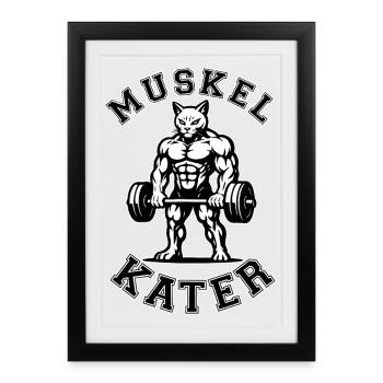 Douleurs musculaires - chat - dicton - Affiche encadrée (27 × 37 cm) - noir - Devant