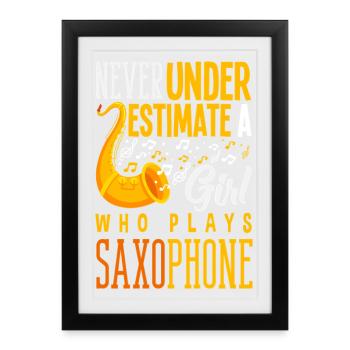 Saxophone - Affiche encadrée (27 × 37 cm) - noir - Devant