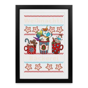 Boulangerie de Noël - Licorne - Cuisiner avec des enfants - Affiche encadrée (27 × 37 cm) - noir - Devant