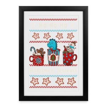 Hohoho Cookie Tester Noël avec Dino - Affiche encadrée (27 × 37 cm) - noir - Devant