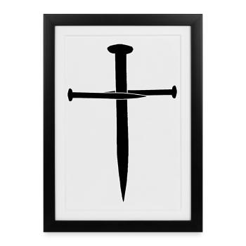 Three Nails Cross Icon Print Design - Framed poster (27 × 37 cm) - black - Front
