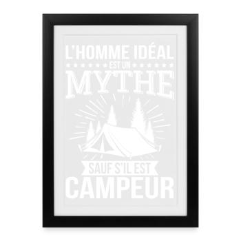 The ideal man is a myth unless he is a camper - Framed poster (27 × 37 cm) - black - Front
