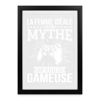The ideal woman, a myth unless she is a gamer - Framed poster (27 × 37 cm) - black - Front