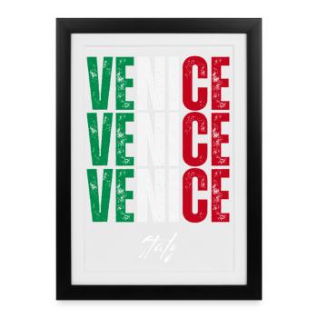 Venise Italie, souvenir de Venise - Affiche encadrée (27 × 37 cm) - noir - Devant