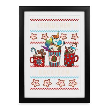 Équipe de cuisson du pain d’épices - Pâtisserie de Noël - Licorne - Affiche encadrée (27 × 37 cm) - noir - Devant