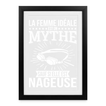 The ideal woman, a myth unless she is a swimmer - Framed poster (27 × 37 cm) - black - Front