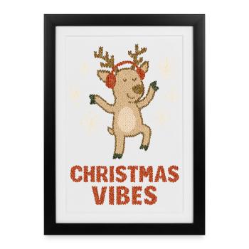 Reindeer Glitter Winter Vibrations - Framed poster (27 × 37 cm) - black - Front