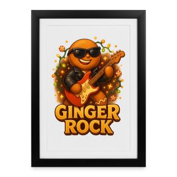 Pain d’épices avec guitare Rock n Roll - Affiche encadrée (27 × 37 cm) - noir - Devant