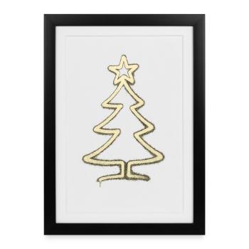 Urban Christmas Tree – One Line Art Weihnachts Des - Framed poster (27 × 37 cm) - black - Front
