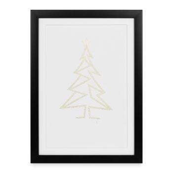 Urban Christmas Tree – Angular One-Line-Art Design - Framed poster (27 × 37 cm) - black - Front