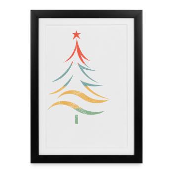 Colorful Christmas Tree Brush Strokes - Framed poster (27 × 37 cm) - black - Front