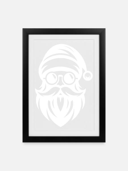 Ho Ho Hipster Weihnachtsmann Tattoo Style - Gerahmtes Poster (27 × 37 cm) - Schwarz