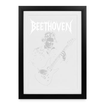 Beethoven Guitar Hero - Affiche encadrée (27 × 37 cm) - noir - Devant