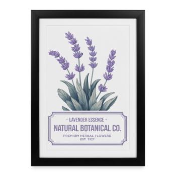 Lavender Essence – Botanical Vintage Label - Framed poster (27 × 37 cm) - black - Front