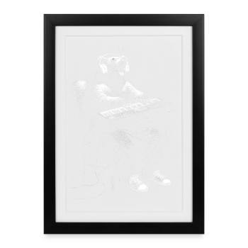 Synthétiseur Bear Clavier Musique jeunesse cool - Affiche encadrée (27 × 37 cm) - noir - Devant