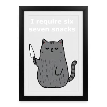 6-7 Internet Meme 6 7 Snack Katze - Gerahmtes Poster (27 × 37 cm) - Schwarz - Vorne