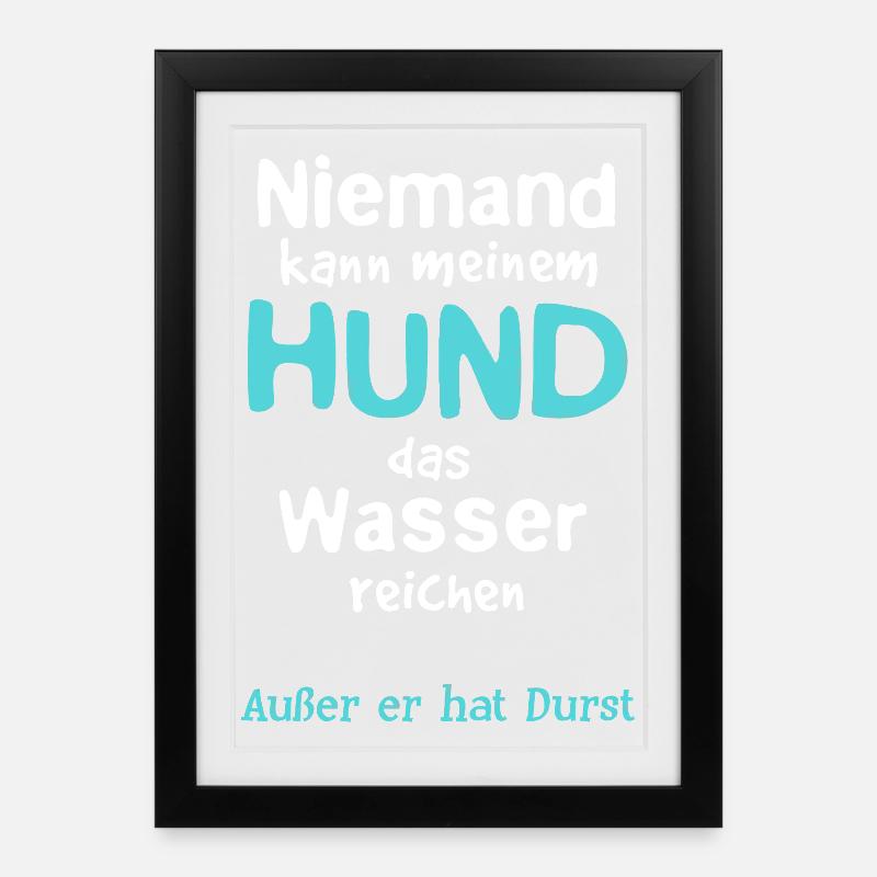 Hund Wasser reichen - Gerahmtes Poster (27 × 37 cm) - Schwarz