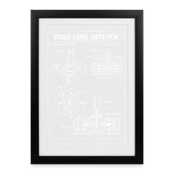 Retro Joystick Blueprint - Framed poster (27 × 37 cm) - black - Front