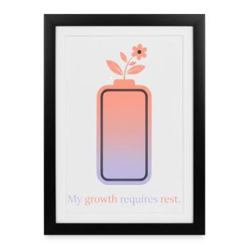 Ma croissance nécessite du repos – Conception de l’auto-soin - Affiche encadrée (27 × 37 cm) - noir - Devant