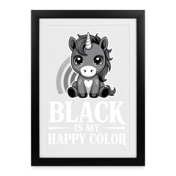 Black Is My Happy Color Unicorn - Framed poster (27 × 37 cm) - black - Front