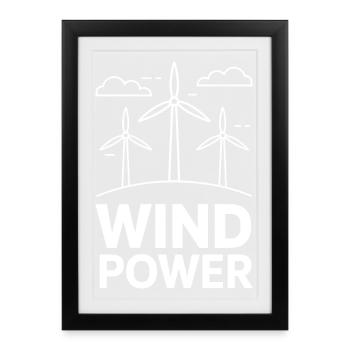 Énergie éolienne Énergie éolienne Énergie renouvelable - Affiche encadrée (27 × 37 cm) - noir - Devant