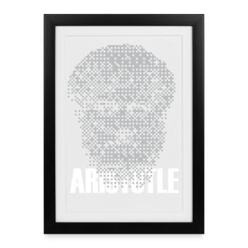 Mosaïque de tête d’Aristote en pixel - Affiche encadrée (27 × 37 cm) - noir - Devant
