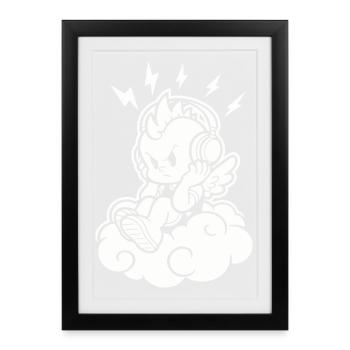 Punk Angel – Cherub with Headphones - Framed poster (27 × 37 cm) - black - Front